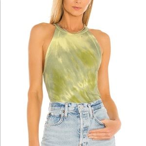 Free People Easy Breezy Tank in Green Ripple Combo